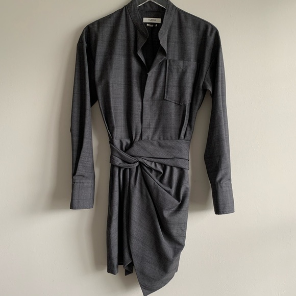 Isabel Marant Nolla Grey Knotted dress virgin wool - Picture 12 of 16